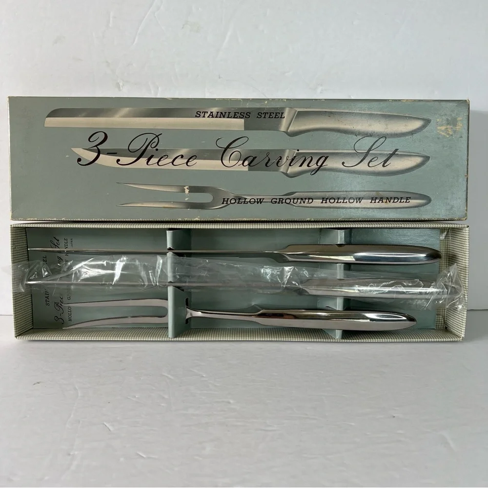 VTG Stainless Steel Made In Japan Carving Set Original Box Unused